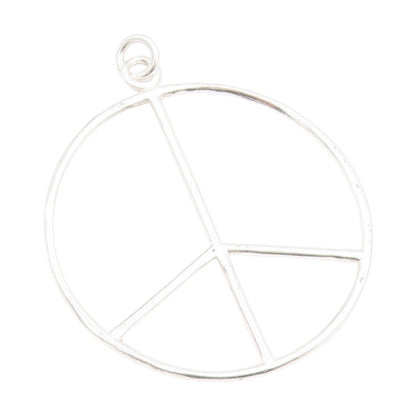 925 Sterling Silver Vintage Pendant Minimalist Open Circle Peace Symbol  PT25185