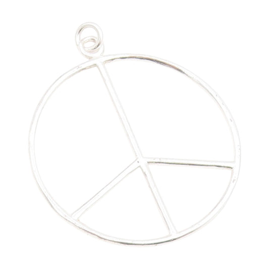 925 Sterling Silver Vintage Pendant Minimalist Open Circle Peace Symbol  PT25185