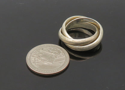 925 Sterling Silver  Vintage Minimalist Shiny Band Rolling Ring Sz 7  RG21354