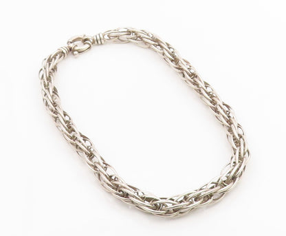 925 Sterling Silver Vintage Necklace SUARTI BALI Intertwined Foxtail Link NE4877
