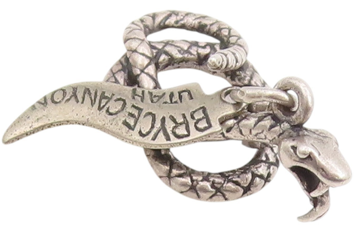 925 Sterling Silver Vintage Pendant Etched Bryce Canyon Coiled Snake  PT25226