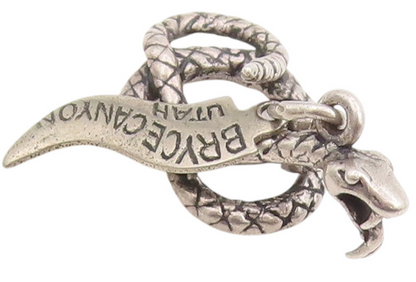 925 Sterling Silver Vintage Pendant Etched Bryce Canyon Coiled Snake  PT25226