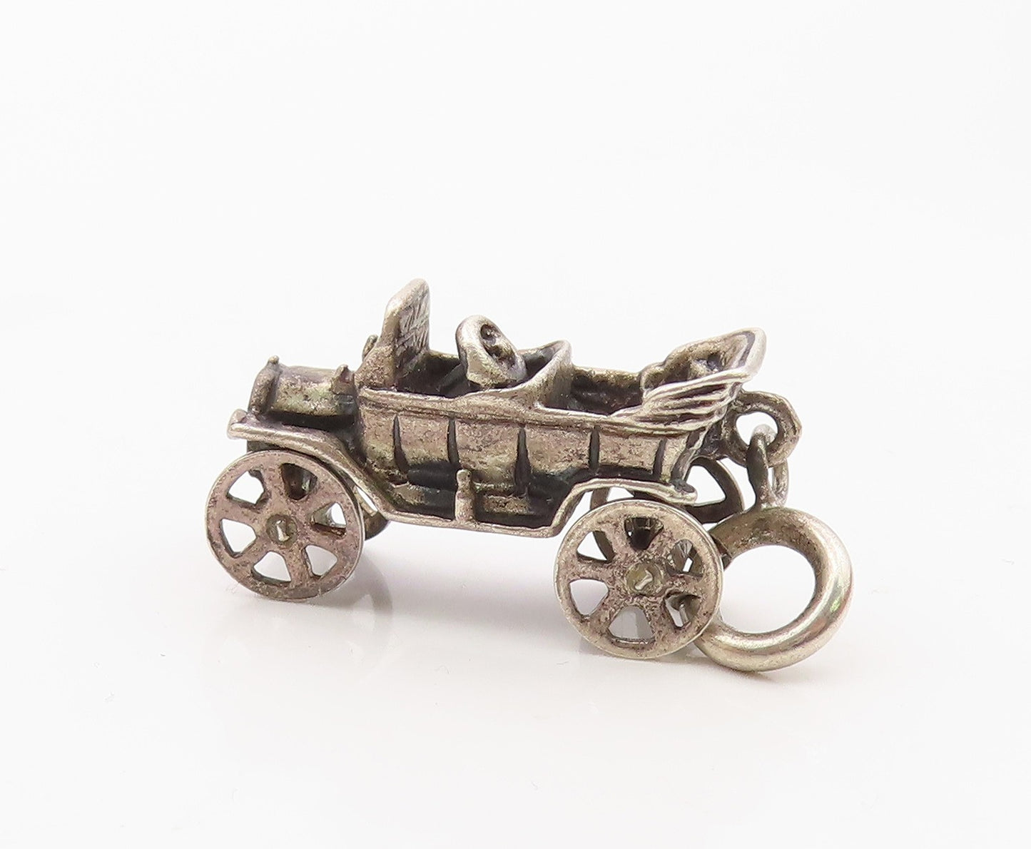 925 Sterling Silver  Vintage Oxidized Old Fashioned Automobile Pendant  PT6983
