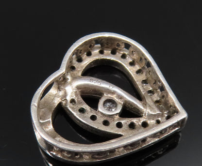 925 Silver  Vintage Dainty Genuine Diamonds Love Heart Charm Pendant  PT21378