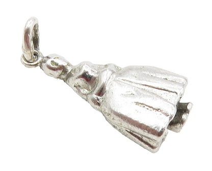 925 Sterling Silver  Vintage Shiny Petite Woman In Dress Drop Pendant  PT7377