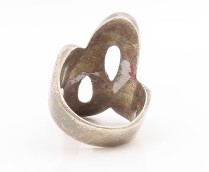 925 Sterling Silver Vintage Ring MEXICO Solid Abstract Loop Band  Sz 8  RG34691