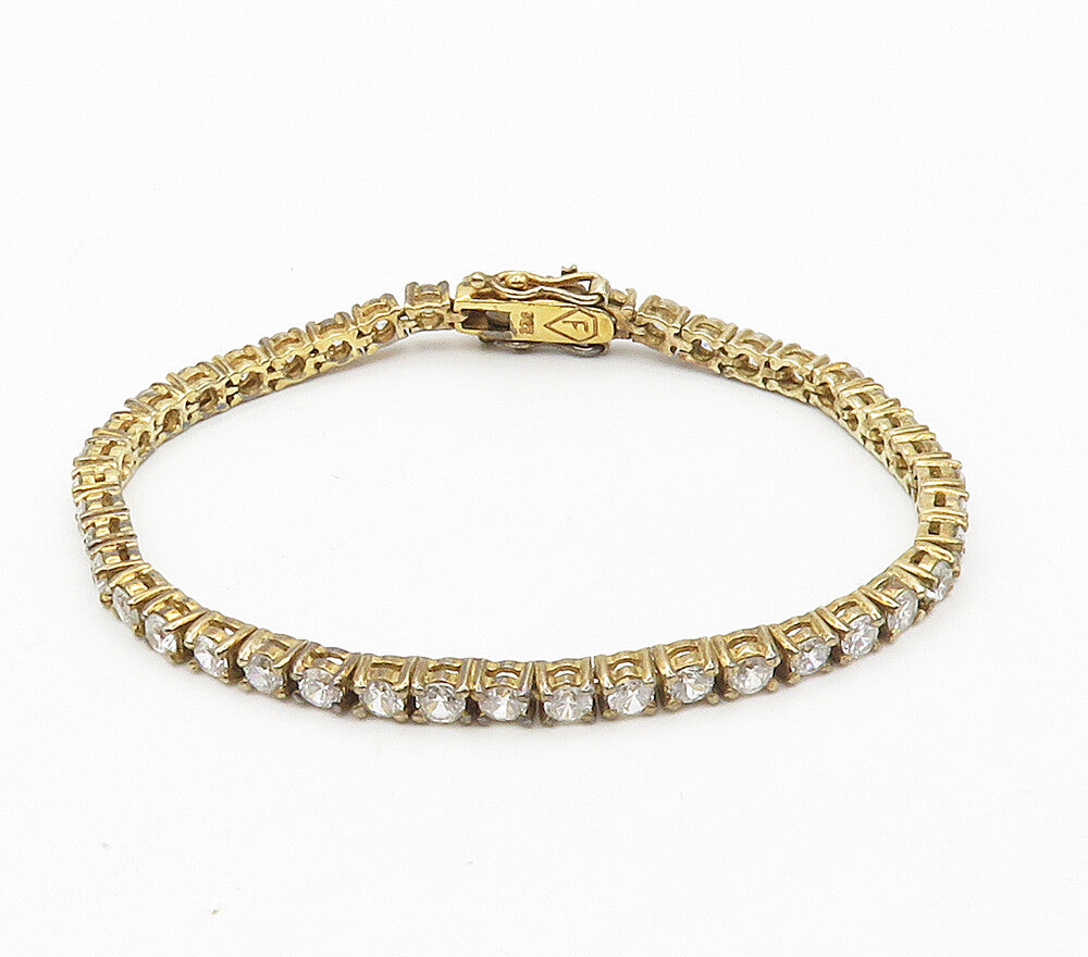 925 Sterling Silver  Shiny Round Cut Cubic Zirconia Tennis Bracelet  BT6209