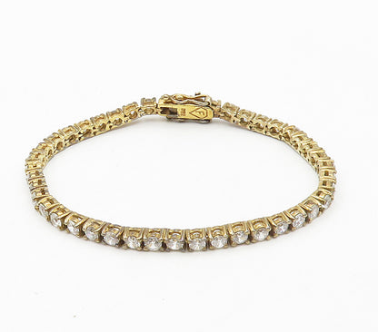 925 Sterling Silver  Shiny Round Cut Cubic Zirconia Tennis Bracelet  BT6209