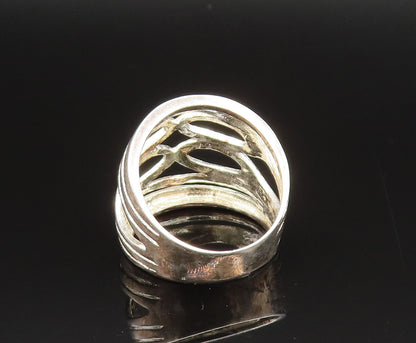925 Sterling Silver  Vintage Open Oval Cutout Dome Ring Sz 8  RG25602