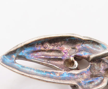 925 Sterling Silver Vintage Pendant Dark Tone Happy Community Cutout  PT23617