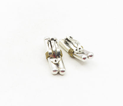 925 Sterling Silver  Vintage Two Tone Wrapped Non Pierce Drop Earrings  EG4727
