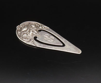 S. KIRK & SON 925 Silver  Vintage Carved Three Rose Flowers Bookmark  TR3456