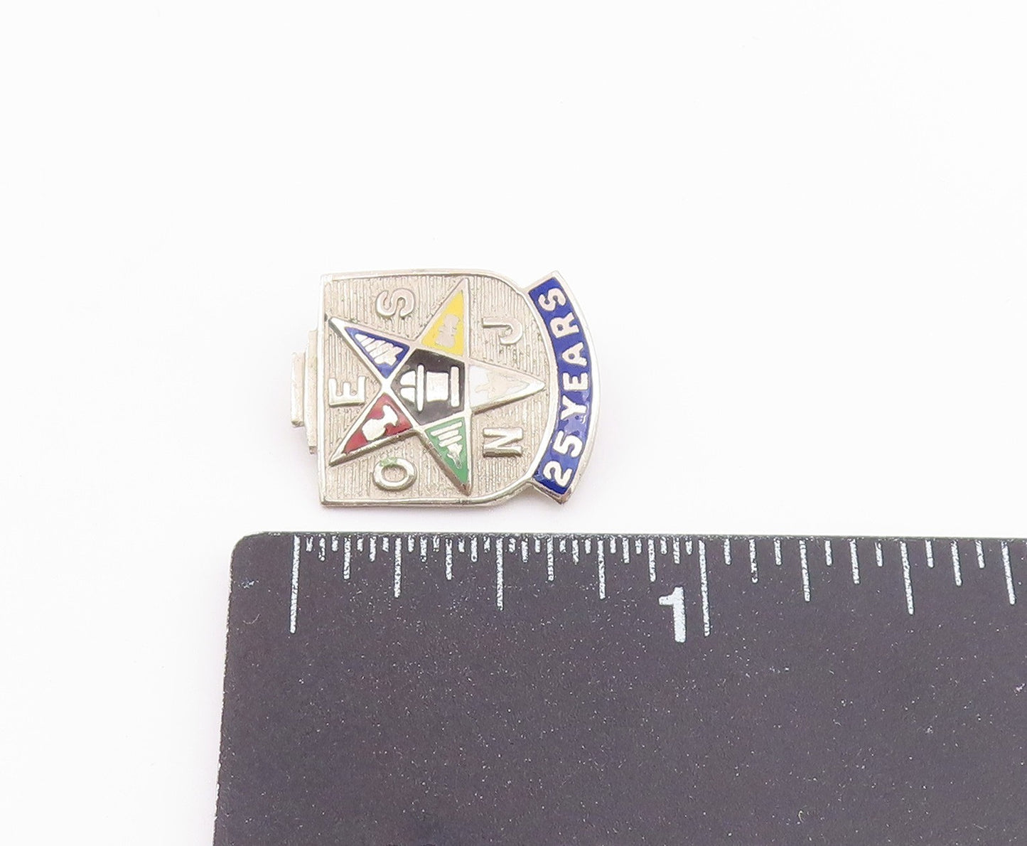 925 Sterling Silver  Vintage Enamel Order Of Eastern Star Brooch Pin  BP8608