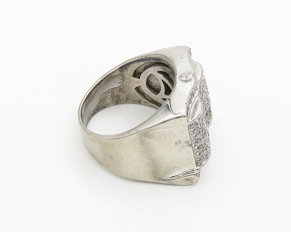 925 Sterling Silver  Vintage Cubic Zirconia Encrusted Band Ring Sz 10  RG19698