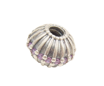 PANDORA 925 Sterling Silver  Vintage Solid Purple Stone Bead Pendant  PT22376