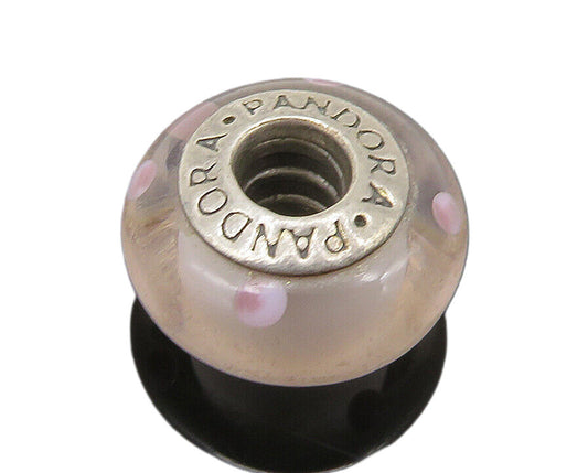 PANDORA 925 Silver  Vintage Love Heart Murano Glass Slide Pendant  PT19840