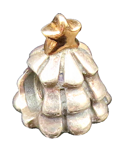PANDORA 14K GOLD & 925 Silver  Vintage Christmas Tree Charm Pendant  PT21250