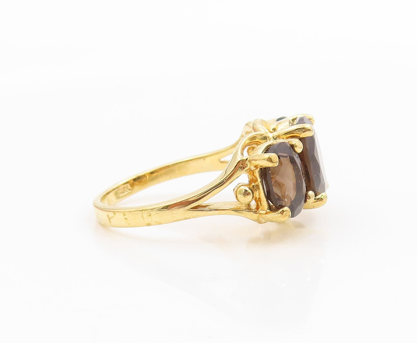 925 Sterling Silver Vintage Ring Gold Plated Smoky Quartz Band  Sz 8.5  RG35991