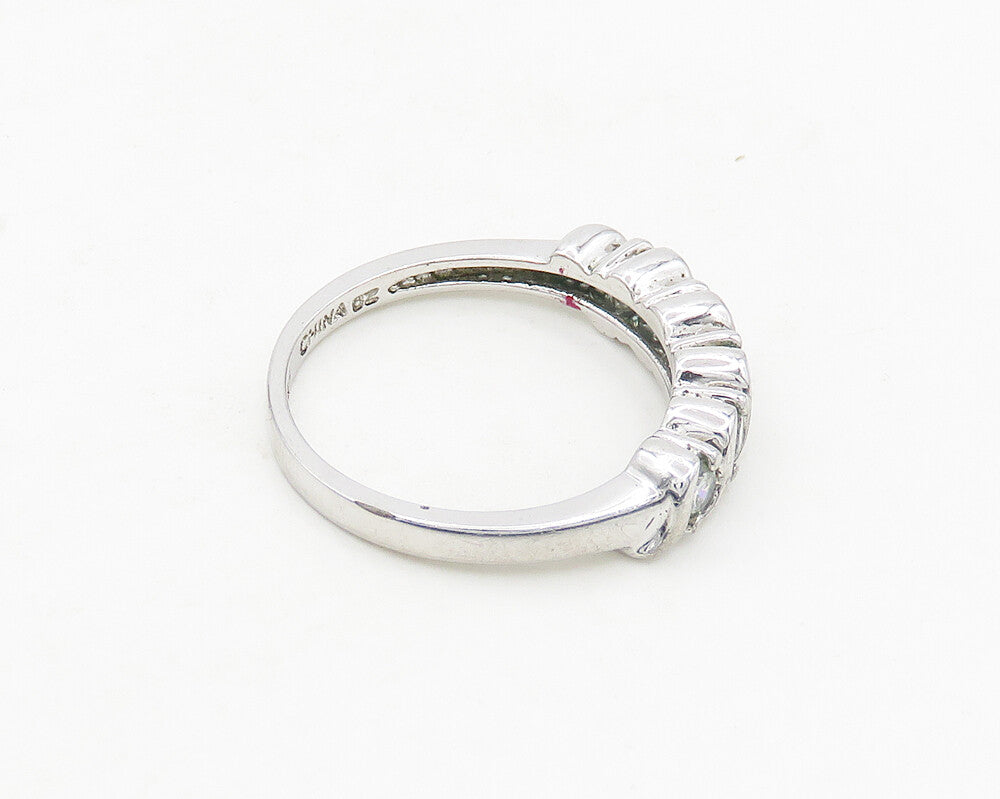 ROSS SIMON 925 Silver  White Topaz Shiny Smooth Swirl Band Ring Sz 8  RG19194