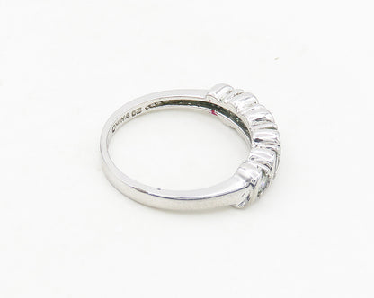 ROSS SIMON 925 Silver  White Topaz Shiny Smooth Swirl Band Ring Sz 8  RG19194