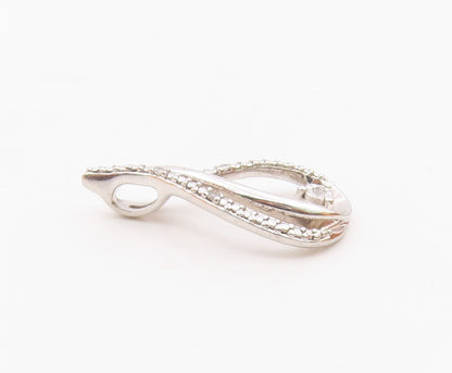 925 Sterling Silver  Vintage Genuine Diamonds Open Tear Drop Pendant  PT17913