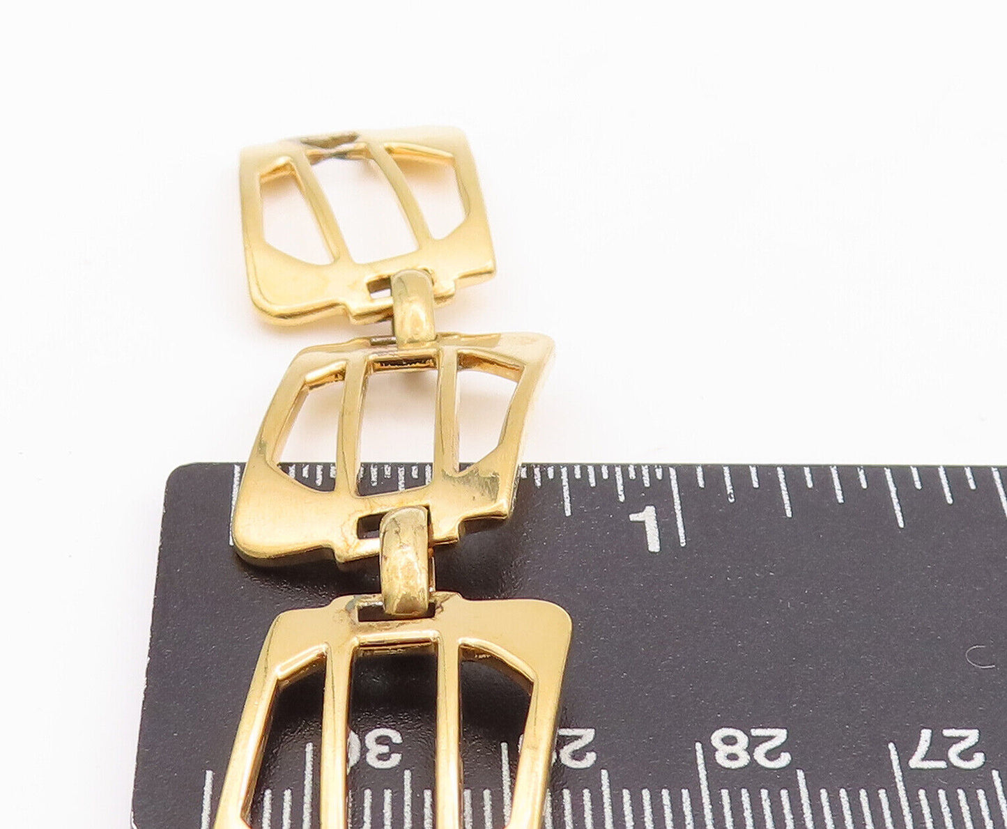 925 Sterling Silver Vintage Bracelet Gold Plated Cutout Designer   BT10645