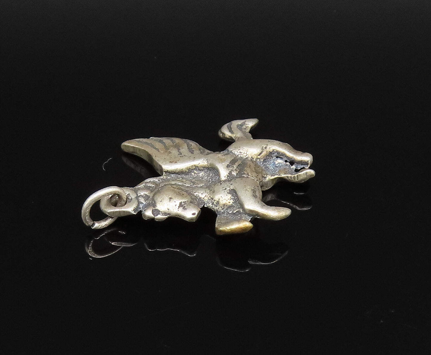 925 Sterling Silver  Vintage Sculpted Fancy Flying Horse Pendant  PT21491