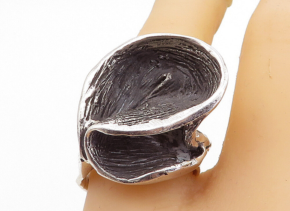 925 Sterling Silver  Vintage Oxidized Sculpted Statement Ring Sz 8.5  RG5807