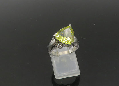 925 Sterling Silver  Vintage Citrine & Genuine Diamonds Band Ring Sz 5 RG21801