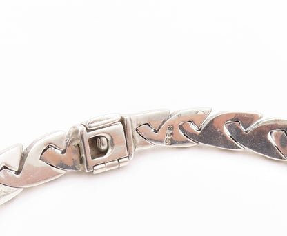 925 Sterling Silver Vintage Necklace Designer Graduated Link Band NE4570