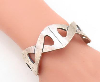 925 Sterling Silver  Vintage Dark Tone Infinity Design Cuff Bracelet  BT1549