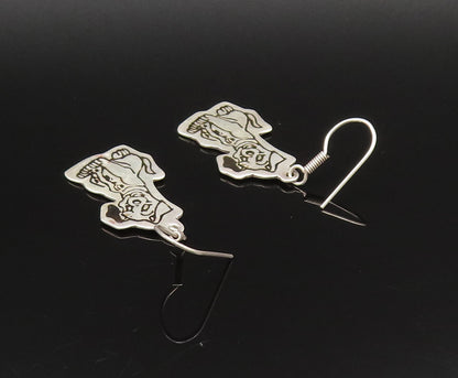 MEXICO 925 Silver  Vintage Engraved Disney 101 Dalmatian Dog Earrings  EG12100