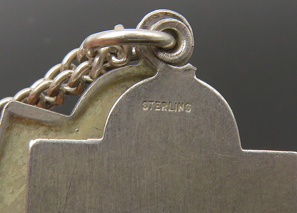 925 Sterling Silver  Vintage Catholic Religious Chain Necklace (OPENS)  NE3650