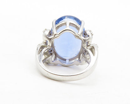 925 Sterling Silver  Faceted Blue Topaz Swirl Cocktail Ring Sz 5.5  RG13471