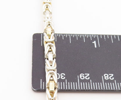 925 Sterling Silver Vintage Necklace Modernist Two Tone Byzantine Link  NE4884