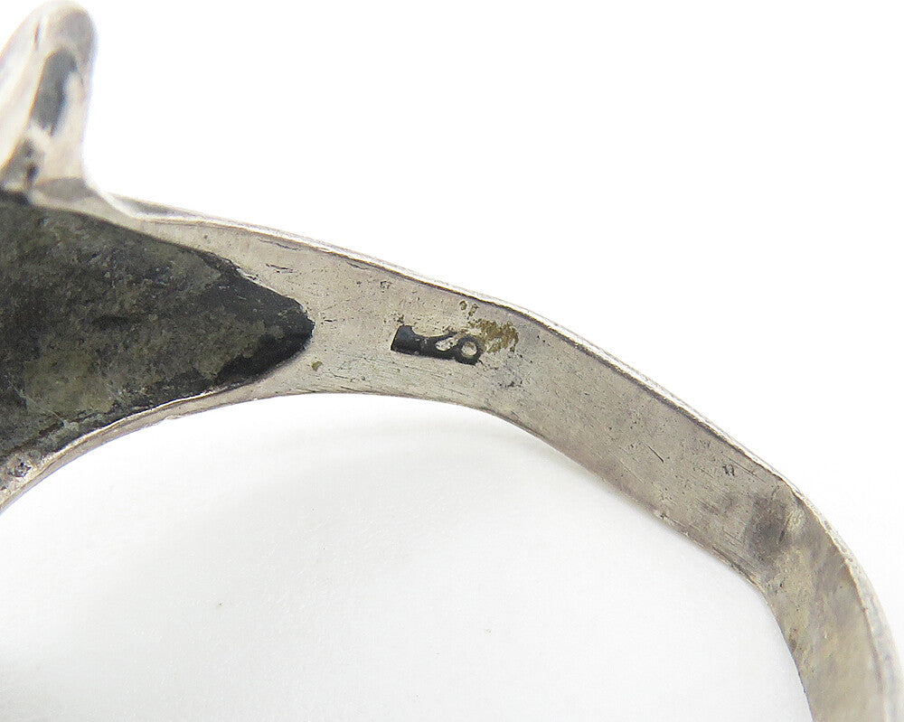 925 Sterling Silver  Vintage Dark Tone Dolphin Bypass Ring Sz 5.5  RG11427
