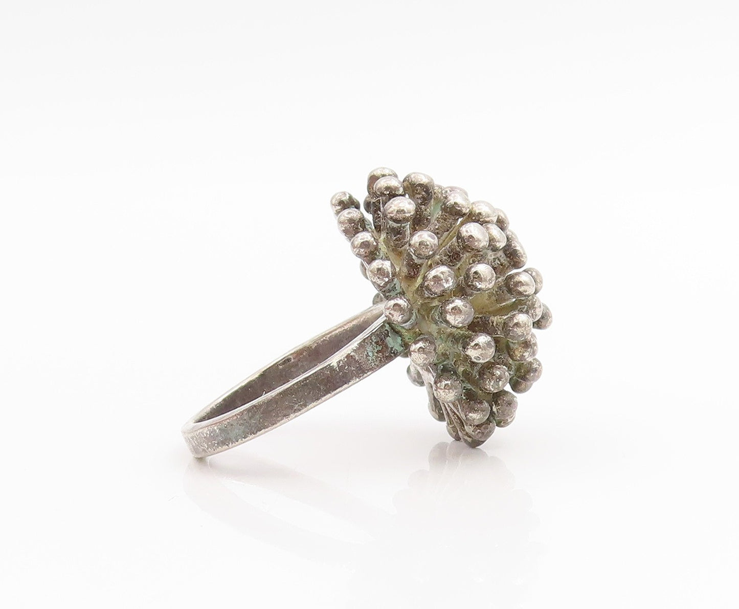 925 Sterling Silver Vintage Ring Dark Tone Amorphous Dome Band  Sz 7.5  RG33902