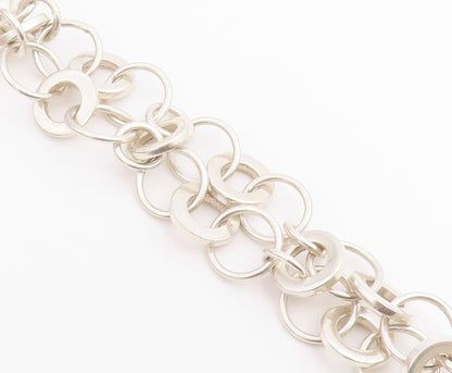 925 Sterling Silver Vintage Bracelet MEXICO Interlocking Circles Link  BT12211