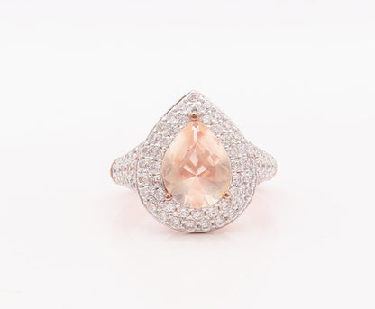 925 Sterling Silver Vintage Ring Rose Gold Plated Drop 2 Tone CZ  Sz 7  RG29321