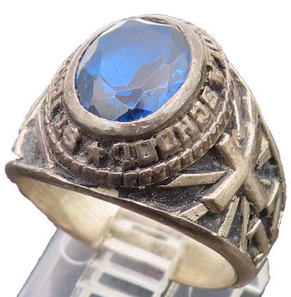 925 Sterling Silver Vintage Sapphire  2012 School Ring Sz 6.5  RG26520