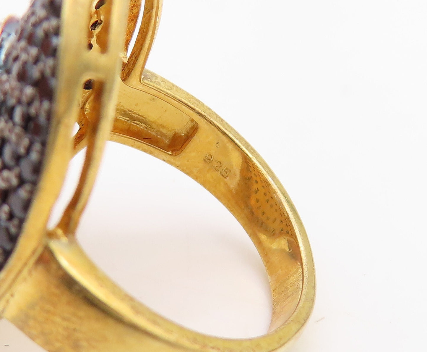 925 Sterling Silver Vintage Ring Gold Plate 2 Tone CZ & Spinel  Sz 7  RG30161