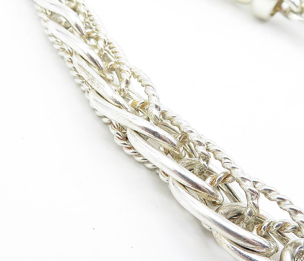 MEXICO 925 Sterling Silver  Vintage Shiny Twist Link Chain Necklace  NE1170