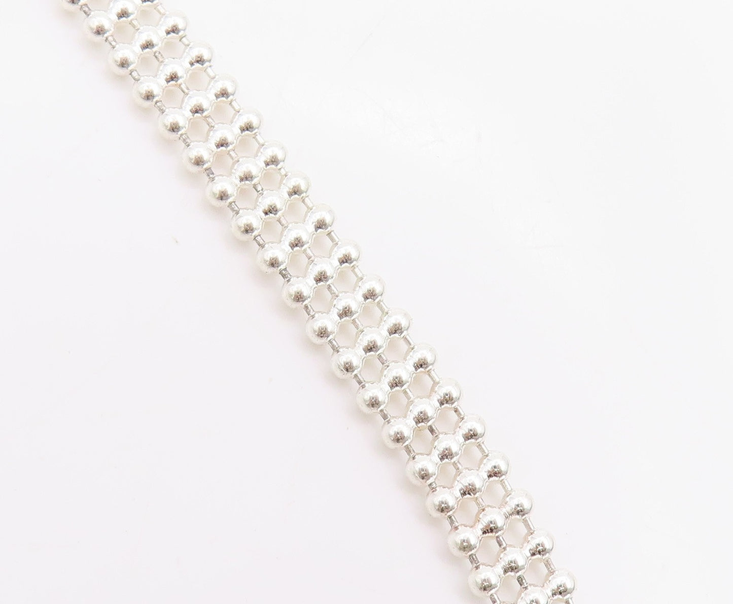 925 Sterling Silver Vintage Necklace Classic Interlocking Circle Chain  NE4874