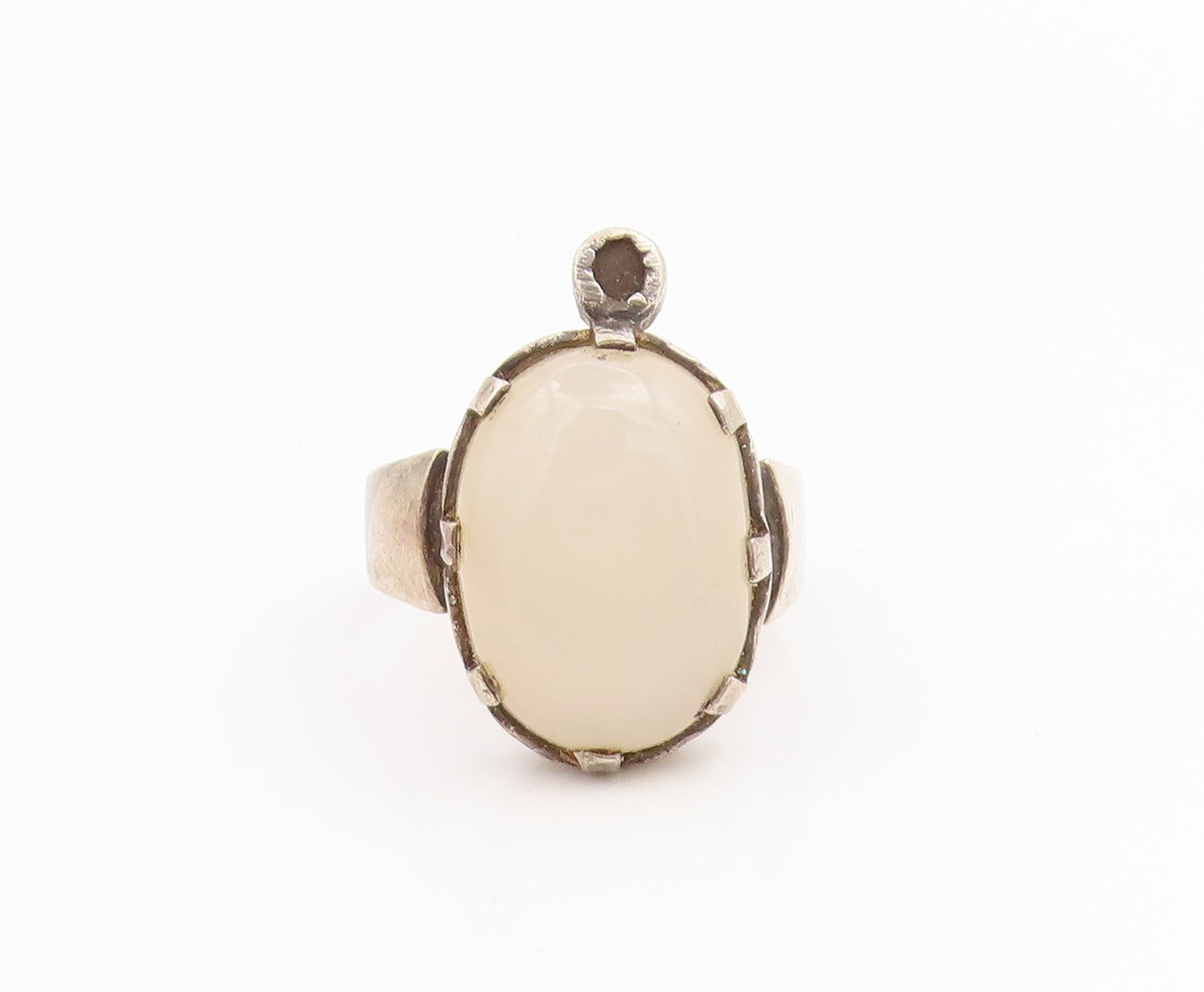 925 Sterling Silver Vintage Ring Oval Cabochon Moonstone Band  Sz 11  RG35378