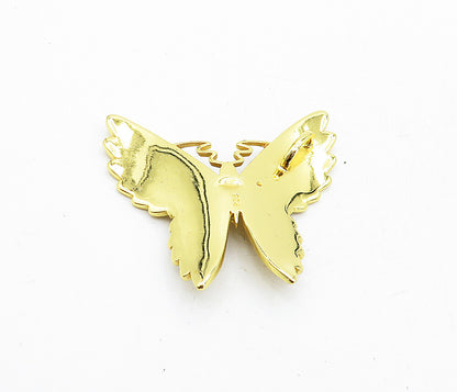 925 Sterling Silver  Shiny Gold Plated Butterfly Motif Drop Pendant  PT3711