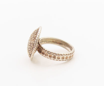 925 Sterling Silver Vintage Ring D JOY Classic Textured Disc Band  Sz 5  RG36296