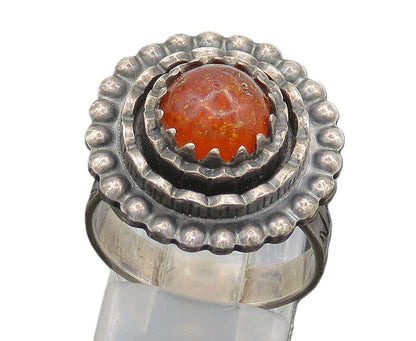 925 Sterling Silver  Vintage Carnelian Modernist Cocktail Ring Sz 7.5  RG20648