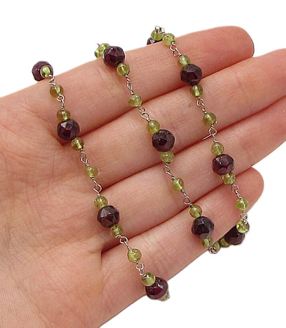 925 Sterling Silver  Beaded Chain Necklace  PT2014