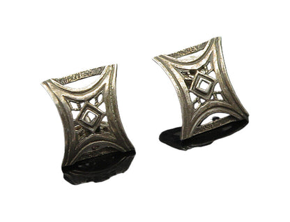 925 Sterling Silver  Vintage Dark Tone Open Design Drop Earrings  EG9452