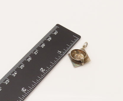 925 Sterling Silver  Vintage Minimalist Graduation Cap Pendant  PT21935
